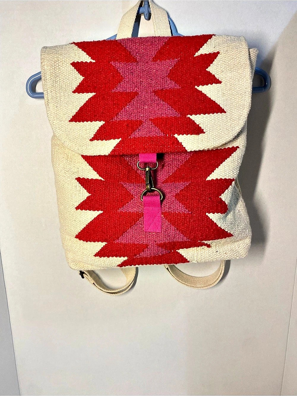 Panache Apparel Geometric Cream & Red Backpack